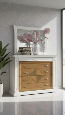 Comò con specchio credenze in legno mobili comodini 2 pezzi bianchi Italia