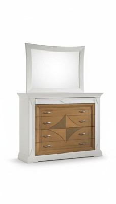 Comò con specchio credenze in legno mobili comodini 2 pezzi bianchi Italia