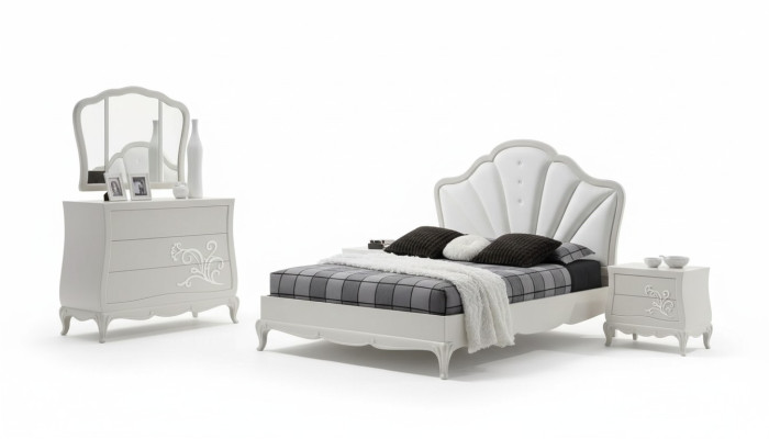 Set da camera da letto di lusso 5 pezzi. Letto 2 comodini Comò Mobili di design