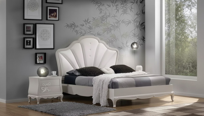 Camera da letto 3 pezzi. Set Letto 2x Comodini Design Moderno Grigio Letti