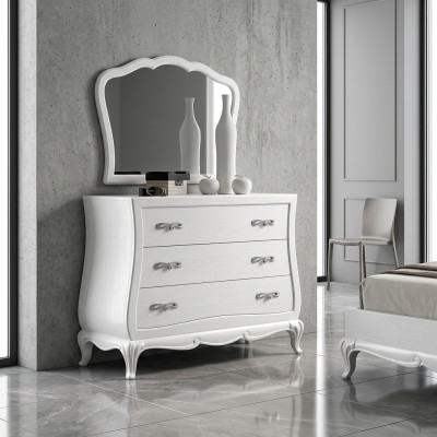 Comò con specchio Legno Comò Moderni Mobili Camera da letto Bianco Nuovo
