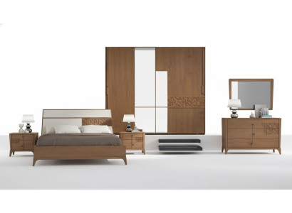 Set da camera da letto 6 pezzi. Letto di lusso 2 comodini Armadio in legno Nuovo
