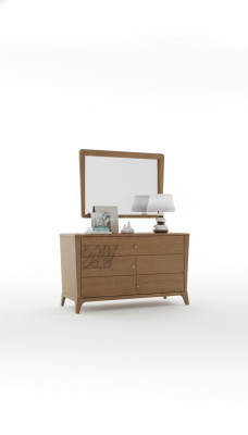 Camera da letto comò con specchio Armadio in legno Marrone Moderno Nuovo