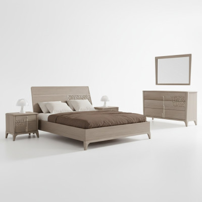 Set camera da letto con letto matrimoniale design di lusso completo 2x comodini 3 pezzi.
