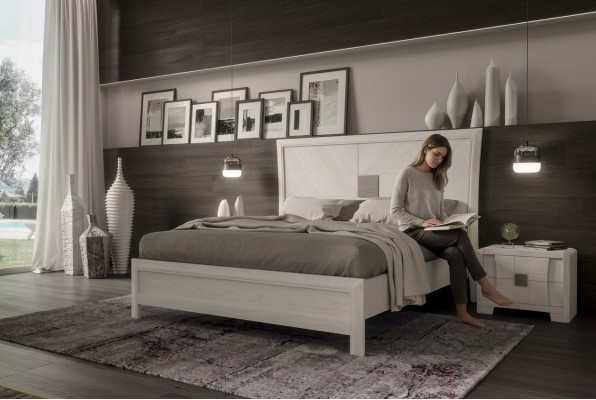 Letto 2x Comodini 3 pezzi Set Camera da letto Design Moderno Mobili di lusso