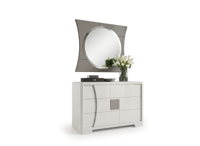 Comò con specchio, consolle di lusso, comò per camera da letto, set nuovo 2 pezzi.