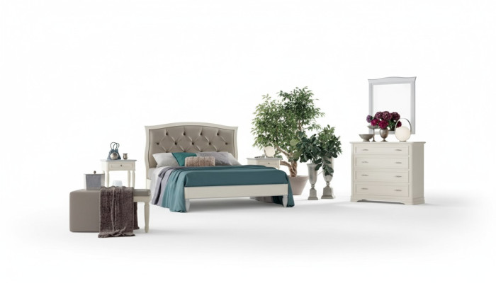 Letto 2x Comodini 5 pz. Camera da letto Design di lusso Comò Completo