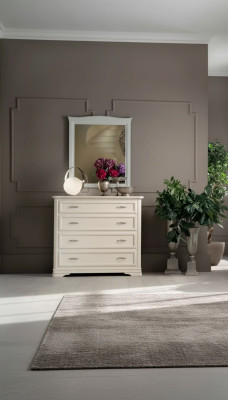 Comò con specchio in legno Comodini Mobili Moderni Armadietto Beige 2 pezzi Nuovo