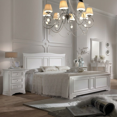 Camera da letto completa con letto, 2 comodini, set da 3 pezzi. Design di lusso.