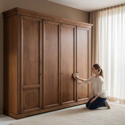 Armadio guardaroba Armadio di lusso in legno Design Mobili Camera da letto Marrone Nuovo