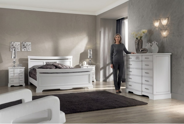 Letto 2x Comodini 4 pezzi Set camera da letto Moderna camera da letto di lusso Nuova