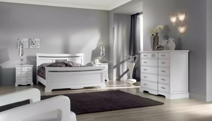 Letto 2x Comodini 4 pezzi Set camera da letto Moderna camera da letto di lusso Nuova