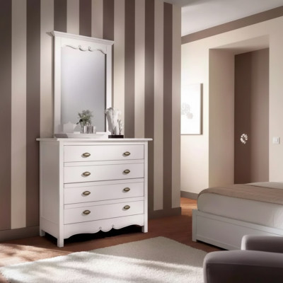 Legno Mobili di design italiani Set di 2 pezzi Stile mobili di lusso Comò con specchio