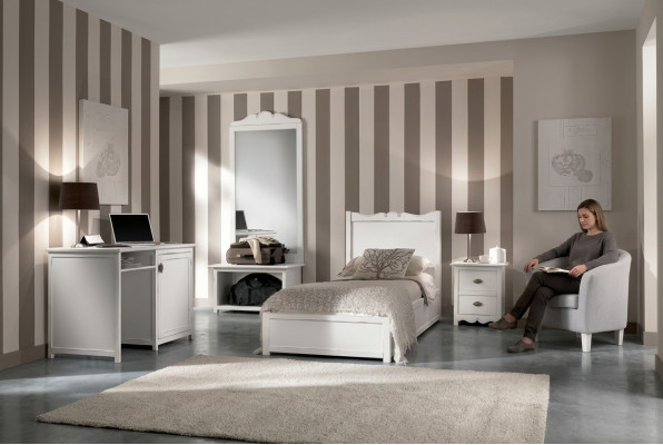 Camera da letto Letto Comodino Scrivania Specchiera Gruppo Set 4 pezzi.