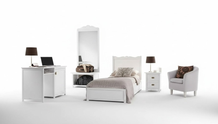 Camera da letto Letto Comodino Scrivania Specchiera Gruppo Set 4 pezzi.