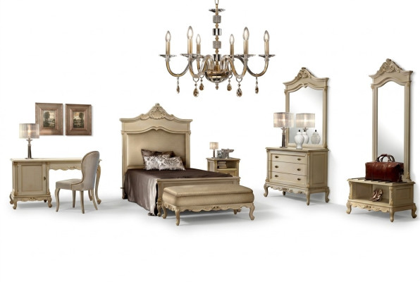 Set camera da letto Letto comodino legno comò lusso moderno 7 pezzi Nuovo