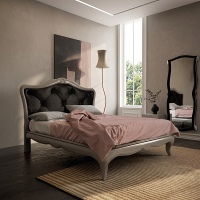 Letto grigio di lusso Letto in legno Design della camera da letto Stile Art Déco italiano Nuovo