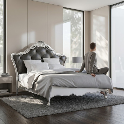 Letto imbottito di design di lusso, letti matrimoniali, camera da letto, mobili italiani.