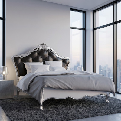 Letto imbottito di design di lusso, letti matrimoniali, camera da letto, mobili italiani.
