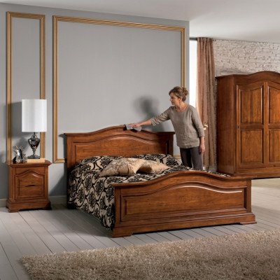 Letto matrimoniale Cornice letto di lusso in legno in camera da letto italiana Nuovo