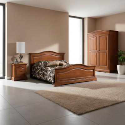 Letto matrimoniale Cornice letto di lusso in legno in camera da letto italiana Nuovo