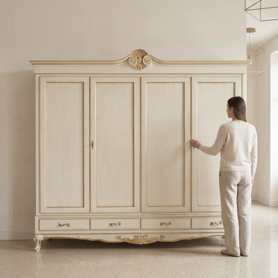 Armadio guardaroba di lusso in legno per camera da letto in stile italiano nuovo