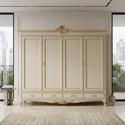 Armadio guardaroba di lusso in legno per camera da letto in stile italiano nuovo