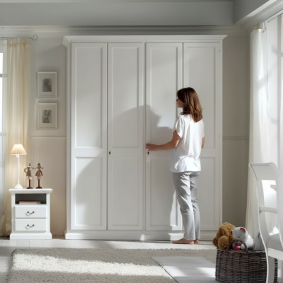 Armadio guardaroba in stile Art déco in legno, mobili classici per la camera da letto.