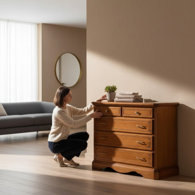 Comò Console di lusso Classica Camera da letto in legno Moderno Design Marrone