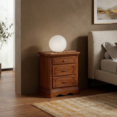 Tavolino da notte design in legno marrone per camera da letto, nuovo.