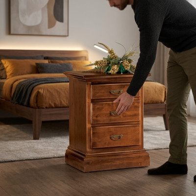 Comodino Design Tavolo Mobili Legno Camera da letto Tavolino Marrone Nuovo