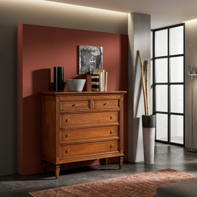 Camera da letto di lusso con 5 cassetti, armadio in legno, mobile design nuovo.
