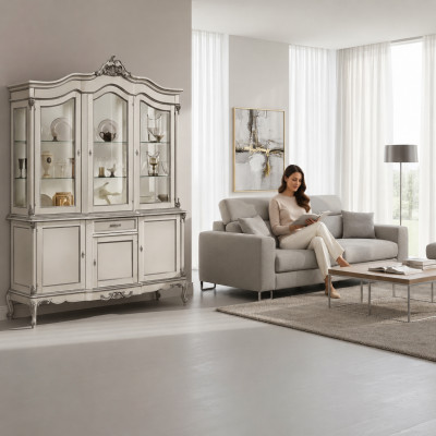 Vetrina in vetro Armadio in legno massello Vetrina Credenza Mobili per il soggiorno italiano Nuovi