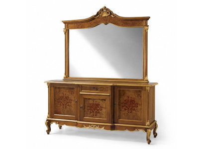 Set di credenze Mobili italiani in legno massiccio 2 pezzi Credenza con specchio