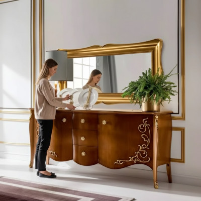Sideboard Mobili italiani Specchio 2 pezzi Comò Sideboard Armadio Legno