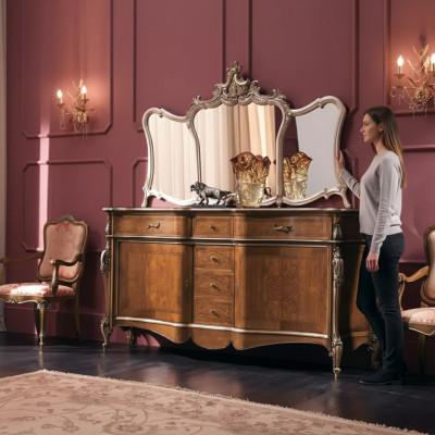 Madia con specchio Mobile ingresso Soggiorno Mobili Design Armadio Marrone Nuovo