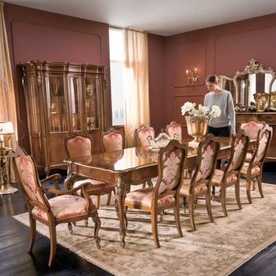 Tavolo da pranzo con 10 sedie, set da 11 pezzi per sala da pranzo e soggiorno.