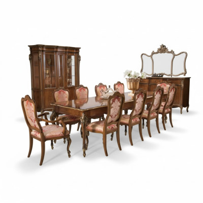 Tavolo da pranzo con 10 sedie, set da 11 pezzi per sala da pranzo e soggiorno.