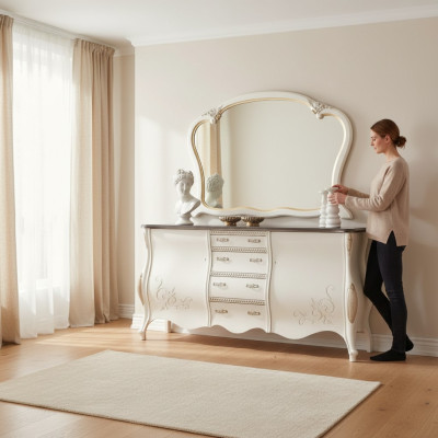 Mobile con specchio per soggiorno credenza in legno design mobili bianchi nuovi