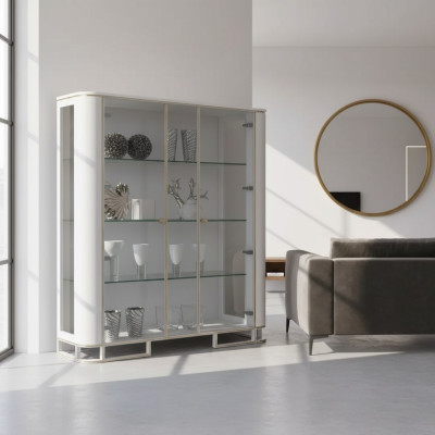 Vetrina in legno di lusso, design classico dell'accento bianco italiano