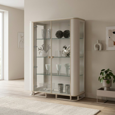 Mobile Vetrina Design in Legno Bianco, Armadio Vetrina di lusso Design Mobili Italiani.
