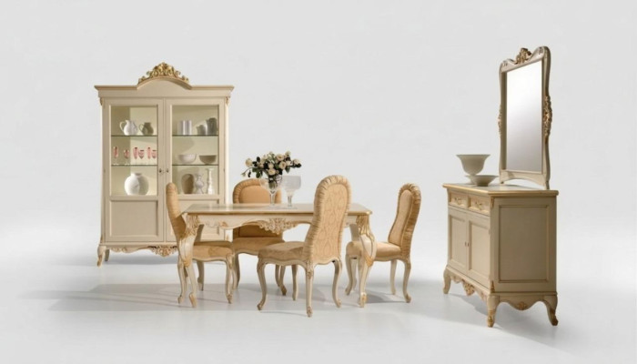 Tavolo da pranzo 4 x sedie da pranzo Set da sala da pranzo Gruppo di legno 8 pezzi. Set di arredi.