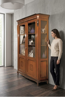 Mobile in legno di lusso armadio Vetrina scaffale Design classico Vetrina in vetro