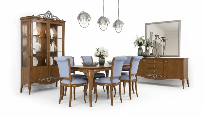 Set da sala da pranzo, set tavolo 6 sedie design credenza mobili di lusso nuovi