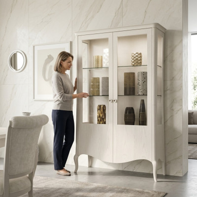 Vetrina armadio di lusso bianco in legno armadi vetrina soggiorno nuovo