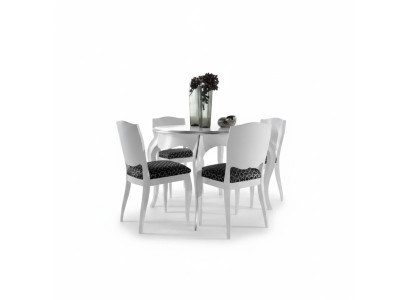 Tavolo da pranzo Sala da pranzo Legno Bianco Rotondo Tavolo Classico Mobili Italiani Nuovi