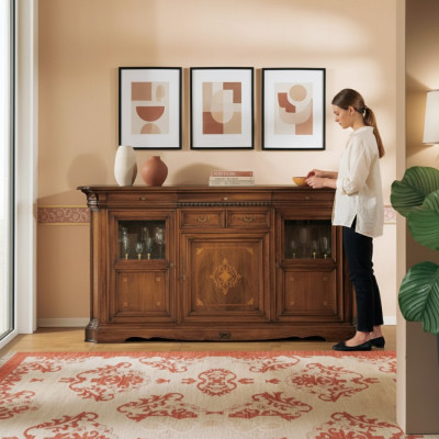 Mobile contenitore soggiorno con cassetti in legno marrone nuovo