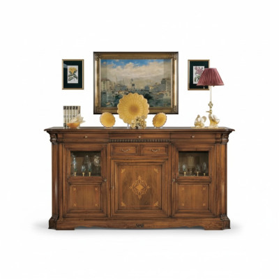 Mobile contenitore soggiorno con cassetti in legno marrone nuovo