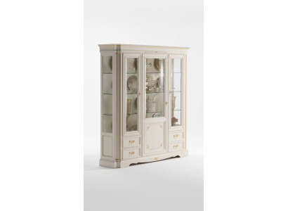Vetrina classica di lusso bianca mobile in stile italiano in legno con vetro
