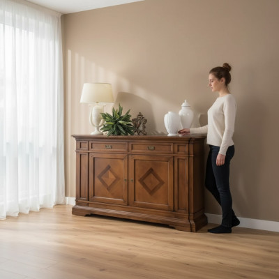 Mobili di lusso in legno italiano, cassettiera stile credenza marrone sideboard nuovo.